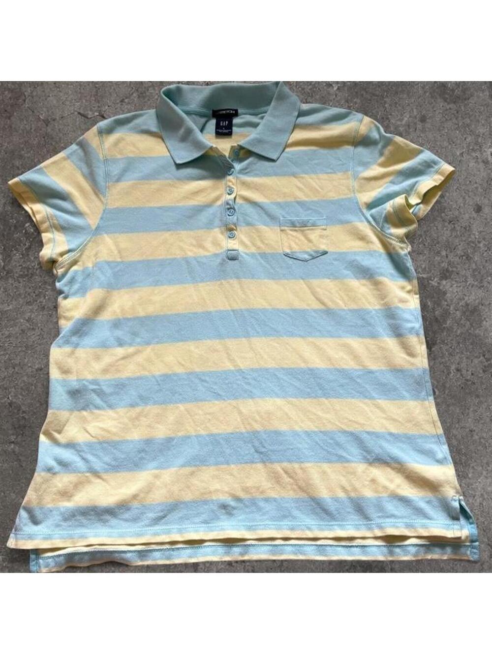 Beautiful Gap blue and yellow striped polo shirt